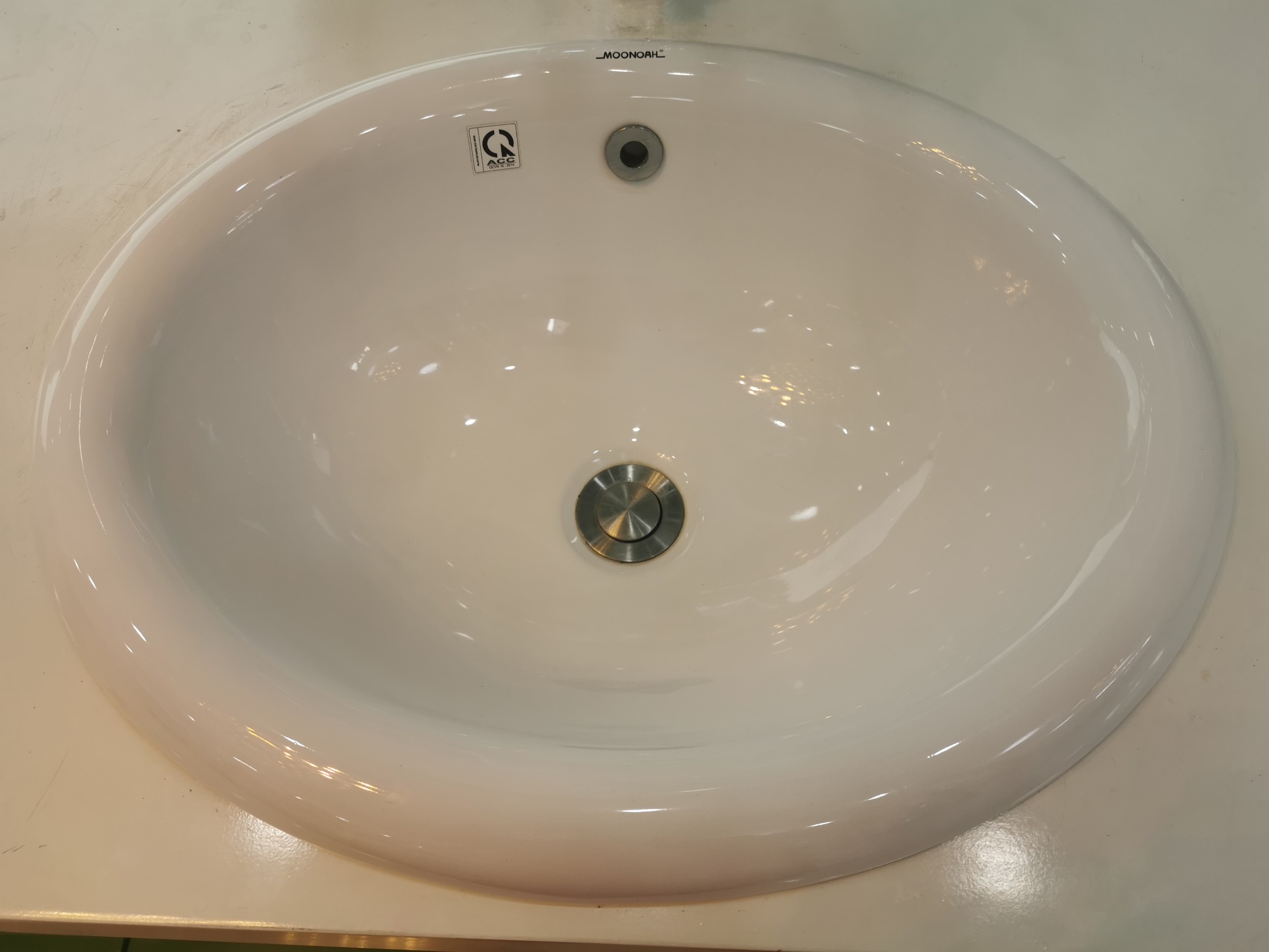 CHẬU LAVABO ÂM BÀN ĐÁ DƯƠNG VÀNH MEM NANO TRẮNG SÁNG