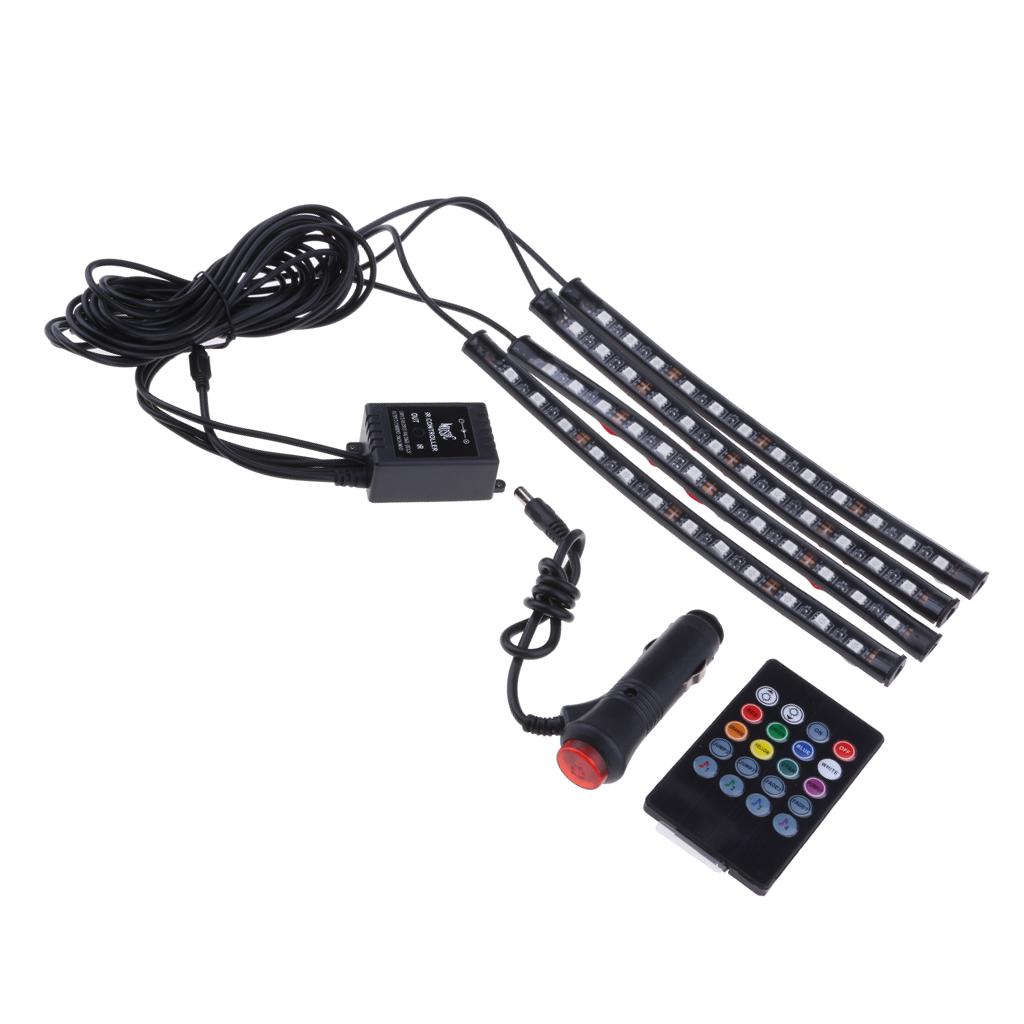 LED 8Color RGB Strip Sound Activated Car Interior Music Lights Ambient Light