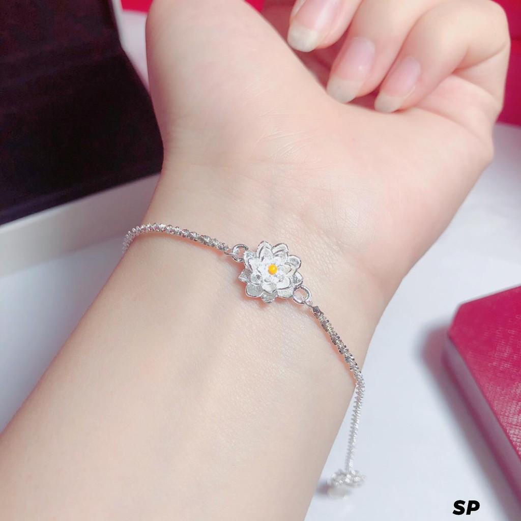 Lắc tay bạc mặt bông sen MS75