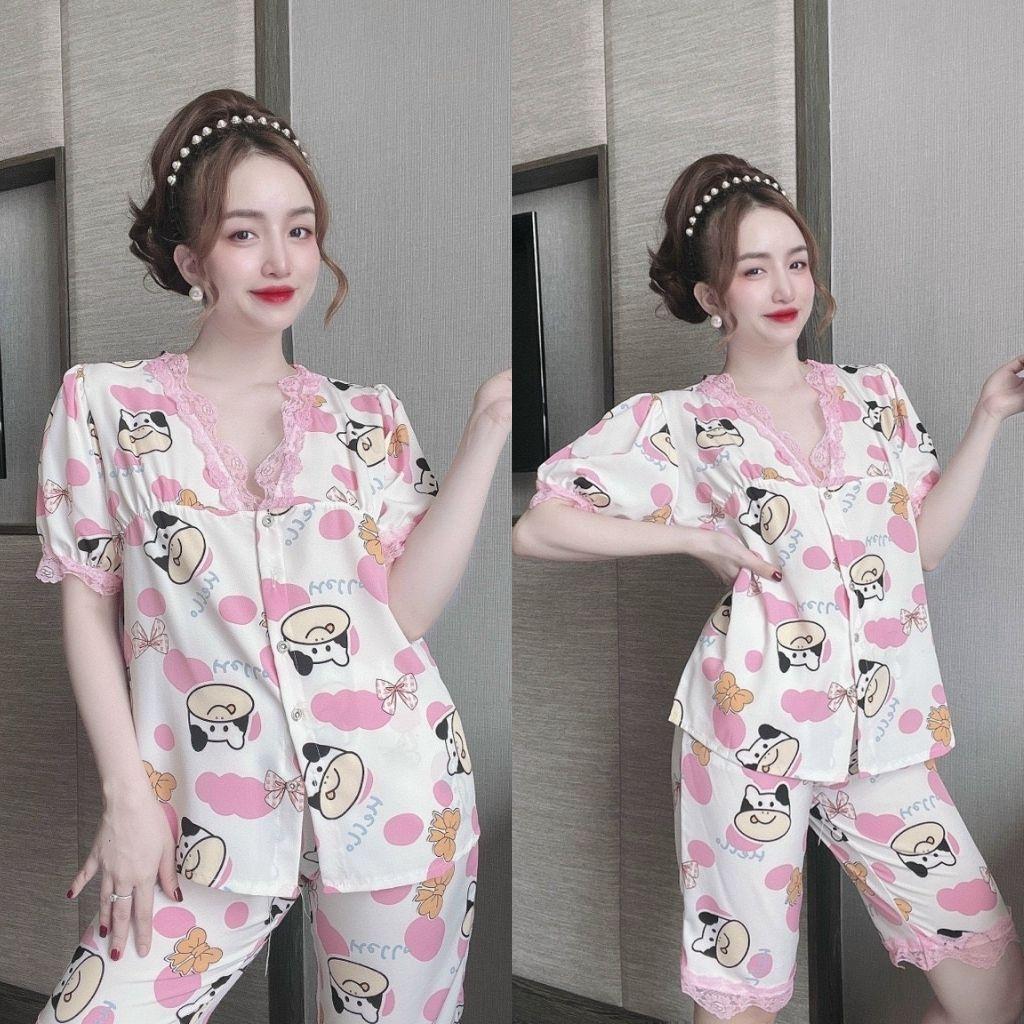 Đồ ngủ Pijama ️FREE SHIP️Đồ ngủ Nữ Dễ Thương Lụa Cao Cấp mềm mịn < 63Kg