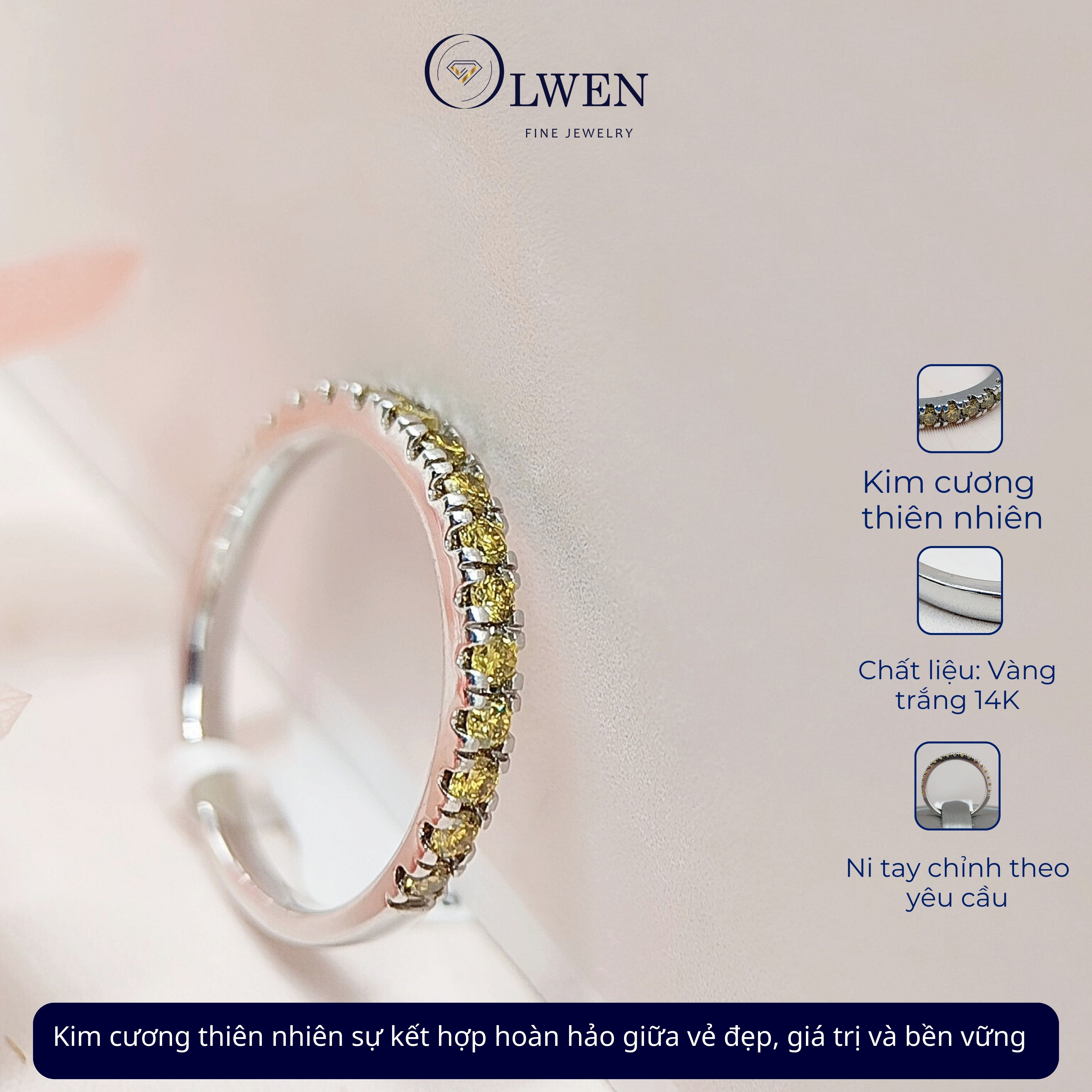 Nhẫn Kim Cương Vàng HK 14K HK Olwen HA-R000060