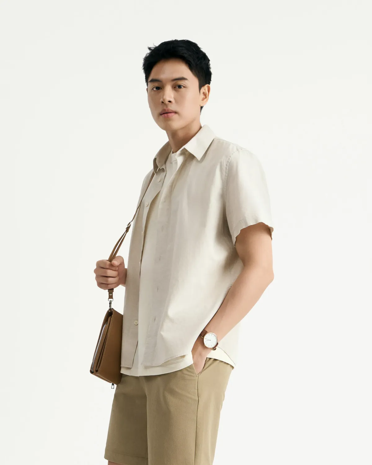 Áo sơ mi tay ngắn nam cotton linen Form Regular - RT 10S25SHS004 | ROUTINE CÀ MAU