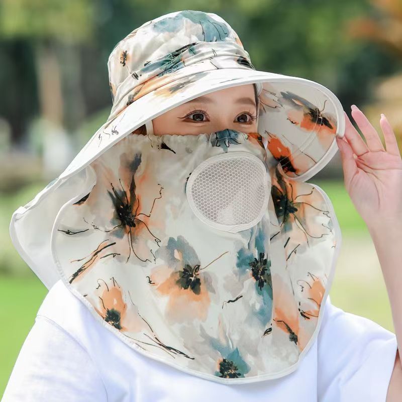 Nón chống nắng khẩu trang 360 cao cấp phong cách Hàn, mũ rộng vành chống nắng chống uv thời trang