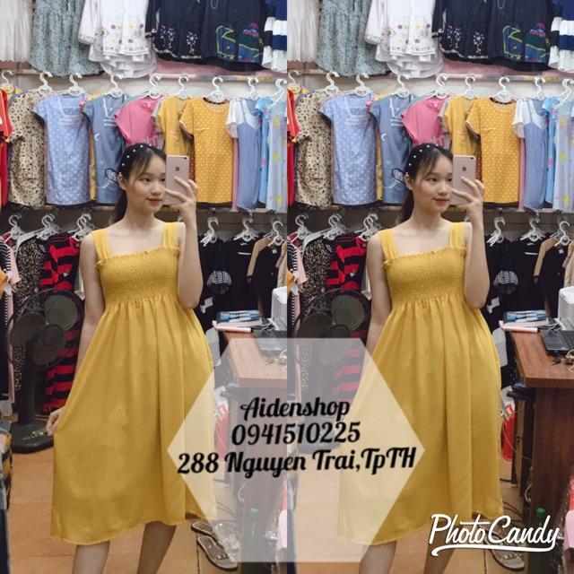 VÁY BẦU XINH hai dây mùa hè đầm bầu đẹp chun ngực