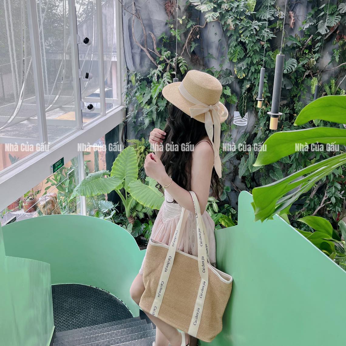 Túi cói siêu to, dây kéo cực tiện lợi