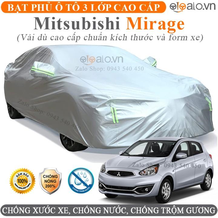 Bạt trùm che phủ xe ô tô Mitsubishi Mirage chuẩn 3 Lớp Cao Cấp Chống Nắng Nóng Nước Mưa Cháy Chống Bụi