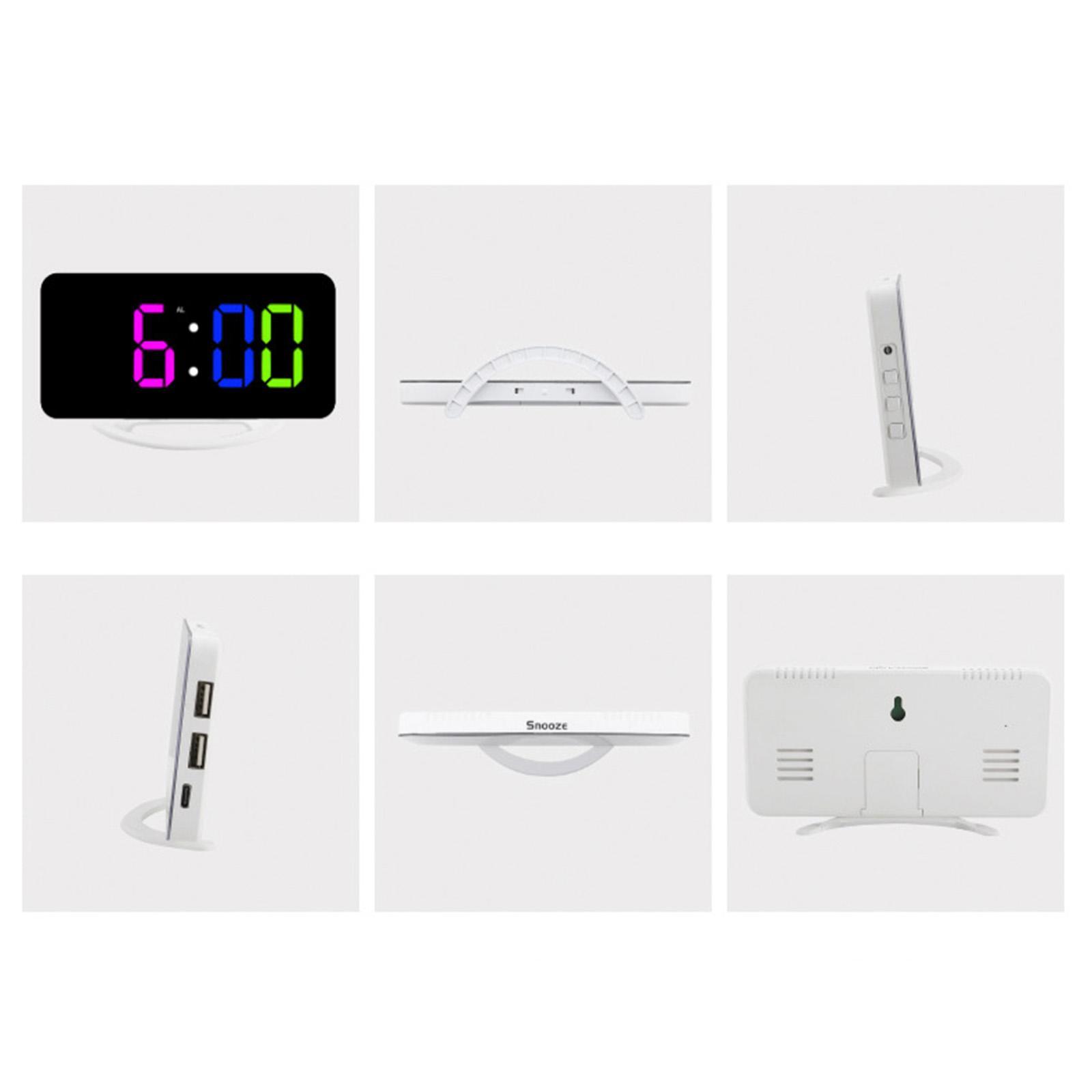 LED Alarm Clock Digital Clock Colorful Snooze Modern LED Clocks 12H 24H Display Electronic Desktop Clock for Hall Bedroom Wall Decor Teens