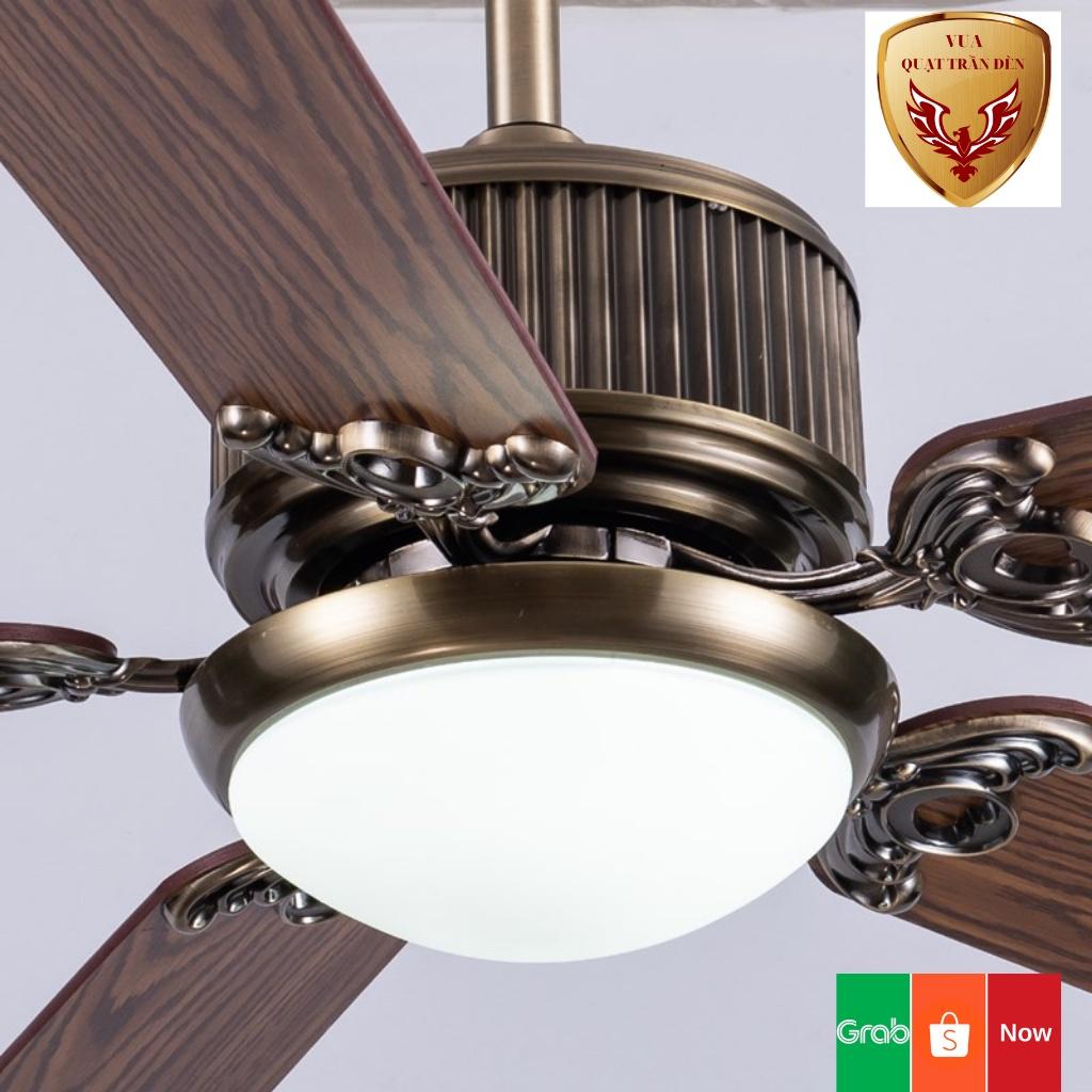 Quạt Trần Đèn 5 Cánh Gỗ,Điều Khiển Từ Xa 3 Chế Độ Ánh Sáng,Có Đảo Chiều Hút Ẩm Mùa Đông,Sải Cánh Lớn,Mã 120