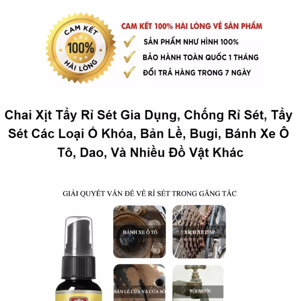 Chai xịt tẩy rỉ sét làm mới đồ vật chuyên dụng loại tốt siêu mạnh