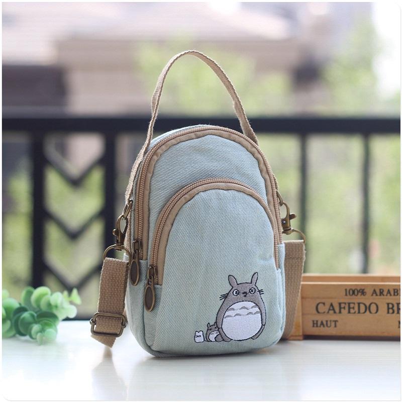 Vải Hoạt Hình Totoro Nữ Mini Tote Túi Xách Tay Nữ Đeo Vai Đeo Chéo Túi Đựng Tiền Điện Thoại Nữ Túi Bolso Bolsa Dành Cho Bé Gái