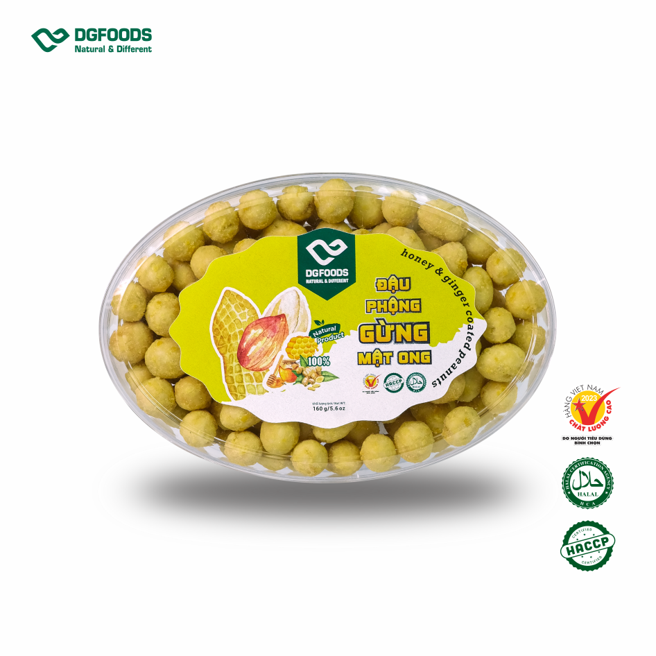 Đậu phộng gừng mật ong 160g DGfoods/Honey & ginger coated peanuts/HVNCLCL/HACCP/HALAL/Đặc sản Cần Thơ,Ăn chay,mẫu Tết
