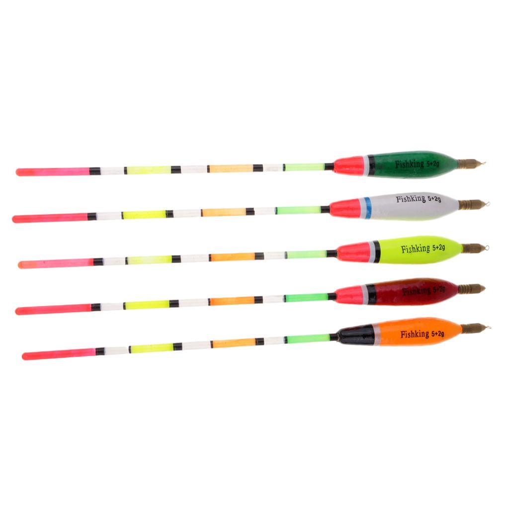 5pcs Fishing Float Bobbers Wooden Buoys Bait Indicators Rock Fishing Tackle