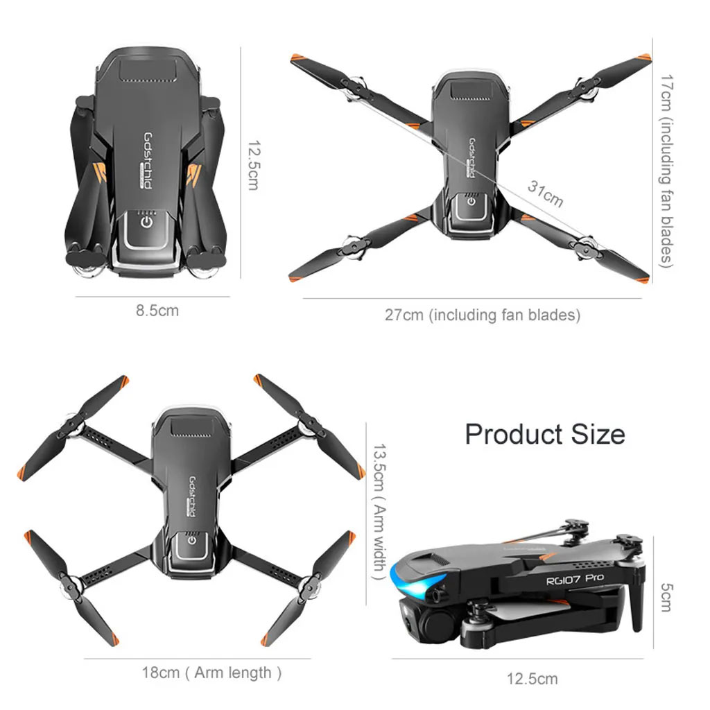 Máy Bay Camera Flycam 8K Tránh Va Chạm - Drone Mini RG 107 Max Giá Rẻ - Chụp Ảnh Chống Rung - Kết Nối WIFI 5G - Hàng Chính Hãng