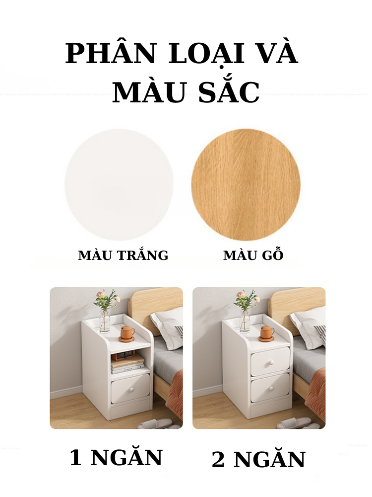 Tủ Kê Đầu Giường Gosashi Tab Đầu Giường Mini Có Ngăn Kéo Chất Liệu Gỗ MDF Phủ Melamin