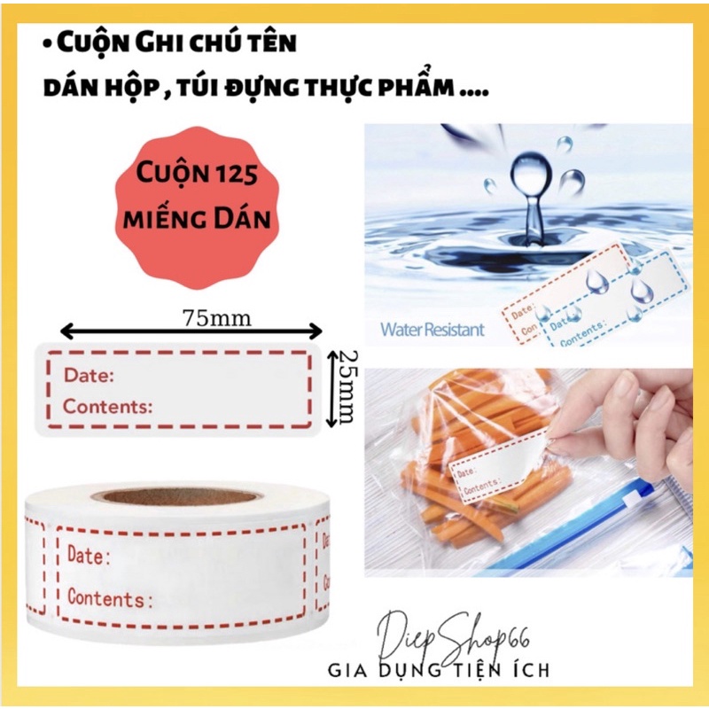 Cuộn Giấy Ghi Chú Tên Thực Phẩm Nhà Bếp, Dán Tên Lọ Gia Vị, Tên Túi Hộp Đựng Đồ Ăn Cuộn 125 Nhãn - HÀNG CHÍNH HÃNG MINIIN