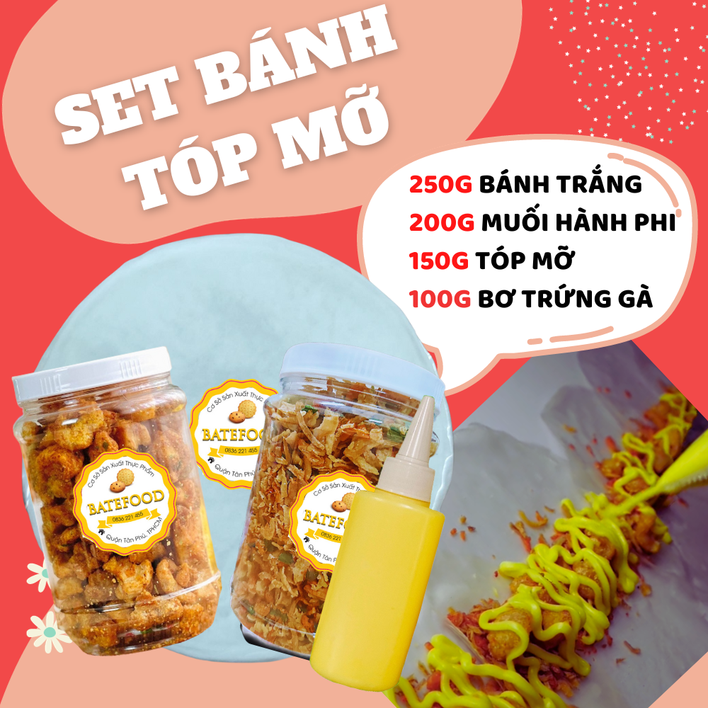 Combo Bánh Tráng Phơi Sương Tóp Mỡ Mắm Tỏi, Ăn Kèm Muối Ruốc Hành Phi, Bơ, Đặc Sản Tây Ninh