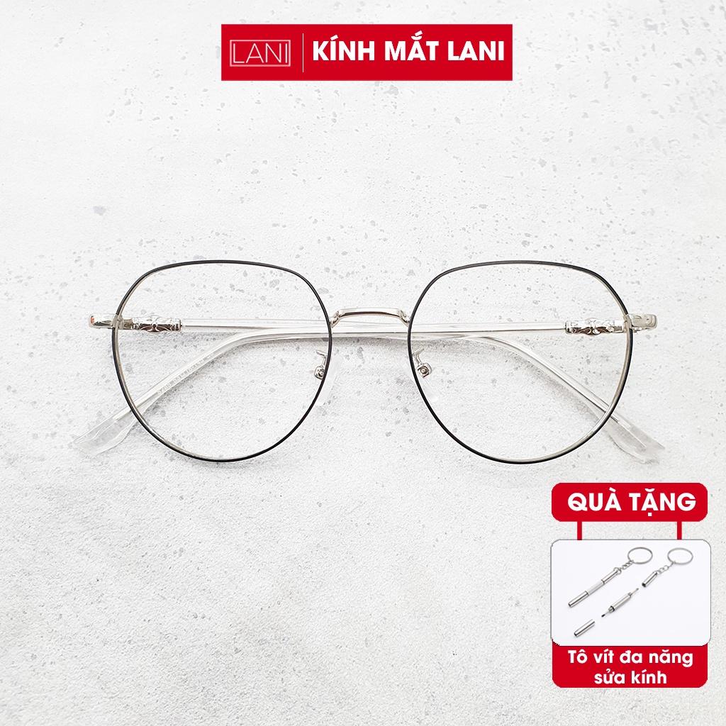 Gọng kính cận nam nữ LANI 61035 kim loại đa giác họa tiết nhiều màu nhận lắp mắt kính có độ theo yêu cầu