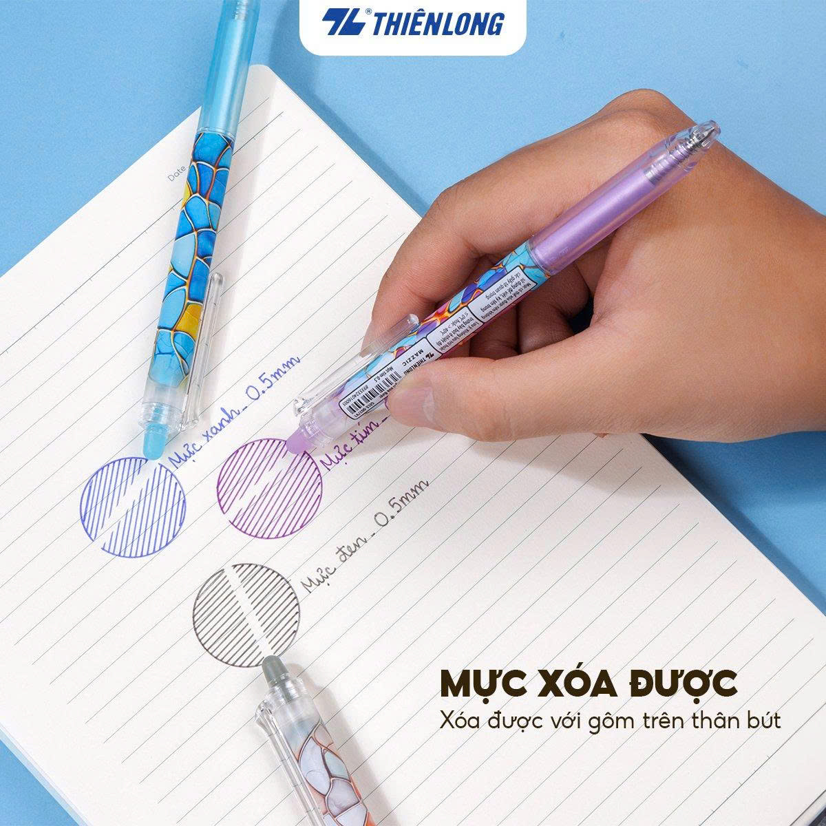 Bút Gel Xóa Được 0.5 mm - Thiên Long GELE-007/V1 - Mực Xanh