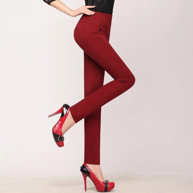 Cao Cấp Skinny Đen Quần Legging Nữ Quần Plus Kích Thước Quần Bút Chì Co Giãn Mỏng Quần Tây Nữ Hàn Quốc Mùa Đông Xếp Chồng Lên Nhau Quần S-6XL