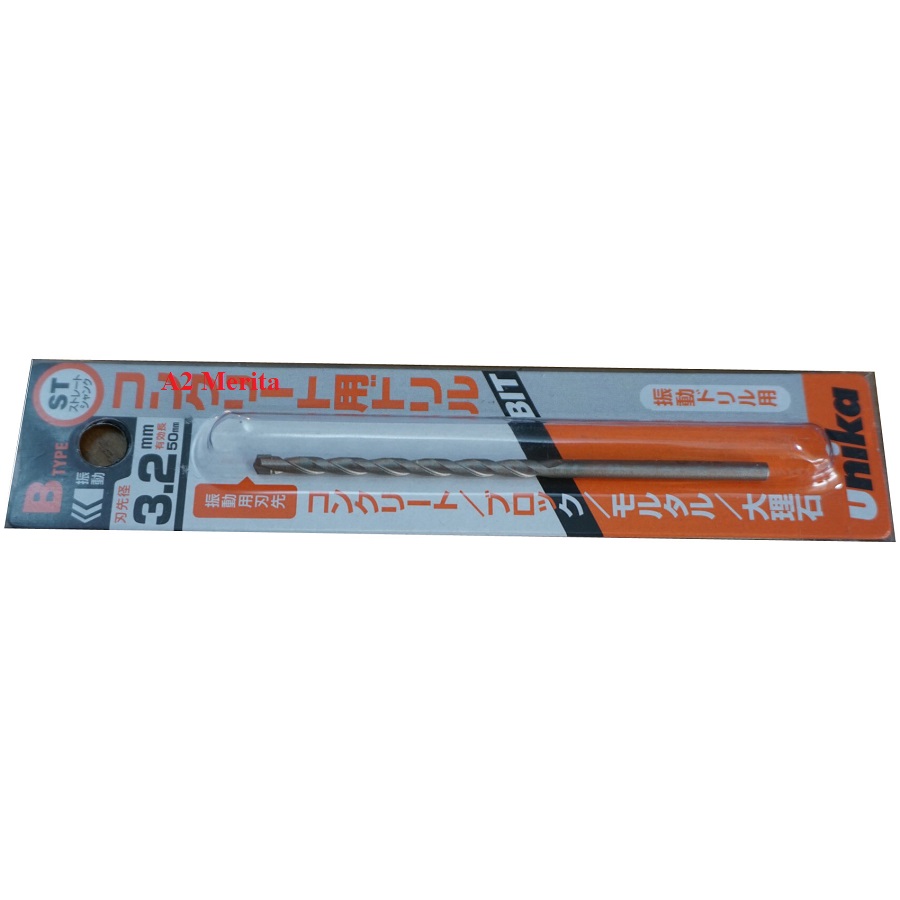 Combo Vít bê tông 4mm đầu bằng F438 &amp; Mũi khoan bê tông 3.2mm đuôi kẹp Unika (Không cần tắc kê nhựa)