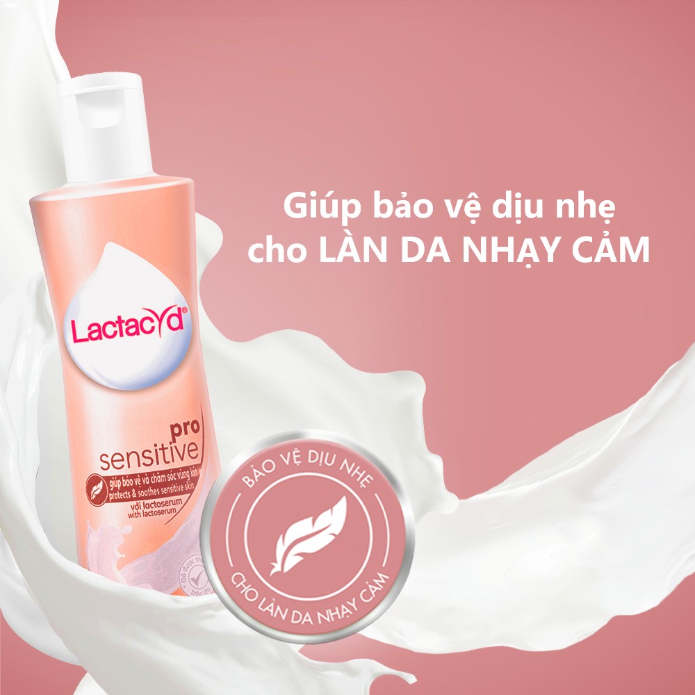 Bộ 3 chai Dung Dịch Vệ Sinh Phụ Nữ Lactacyd Pro Sensitive Cho Da Nhạy Cảm 250ml/chai