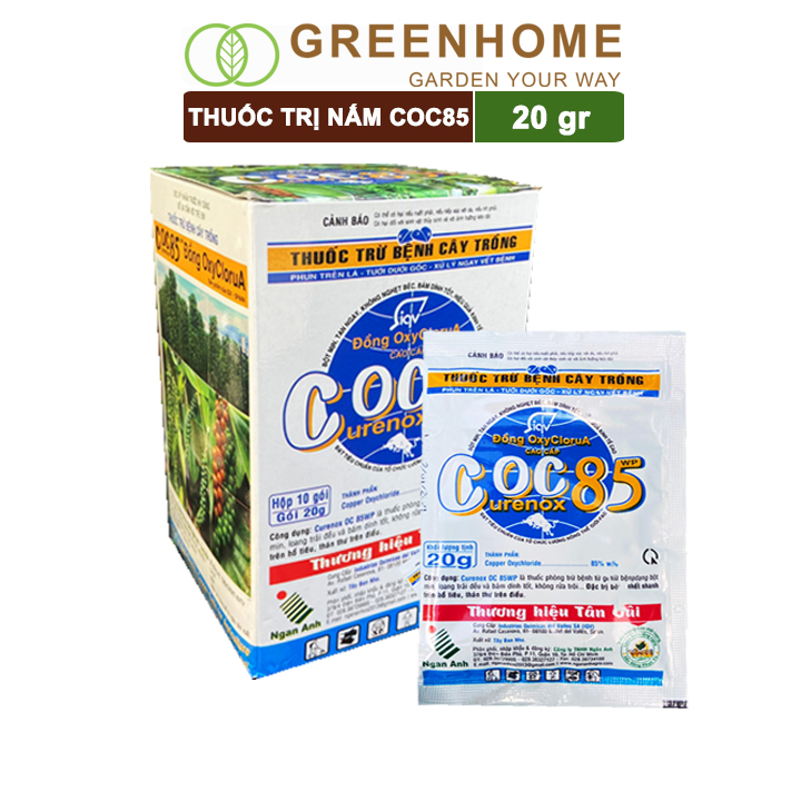 Chế phẩm trị nấm Coc85 WP, gói 20g ,trừ thán thư, cháy lá, vàng lá, đốm lá cho hoa Hồng, Kiểng lá |Greenhome