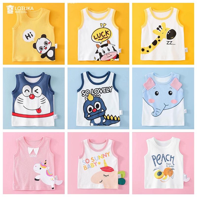 Áo ba lỗ bé trai bé gái LOTUKA dễ thương, quần áo cho bé mặc nhà, Bộ quần áo trẻ em mùa hè 4-18kg