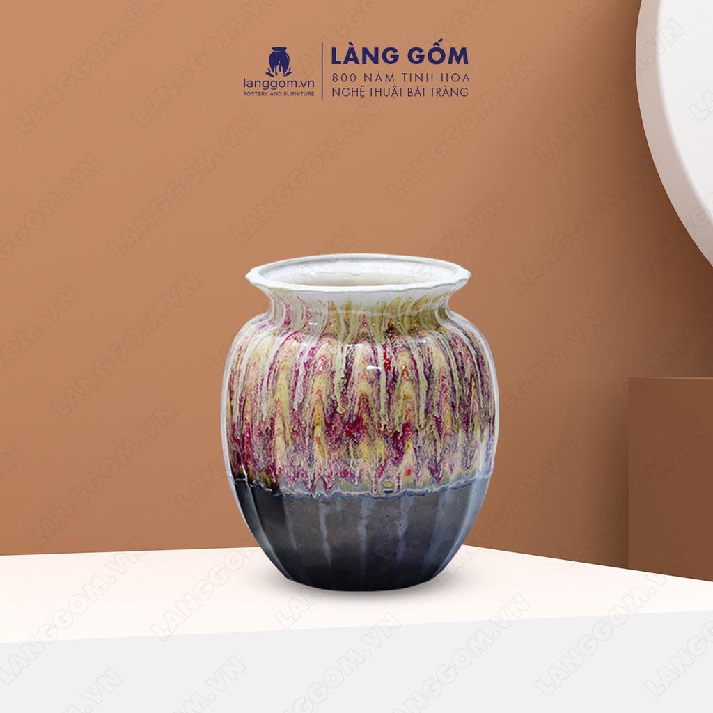 Bình hoa, lọ hoa Gốm sứ Bát Tràng cao cấp Men chảy giỏ cua dùng làm quà tặng, trang trí - Làng Gốm Bát Tràng