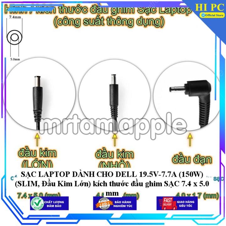 SẠC LAPTOP DÀNH CHO DELL 19.5V-7.7A kích thước đầu ghim SẠC 7.4 x 5.0 mm - Kèm Dây nguồn - Hàng Nhập Khẩu