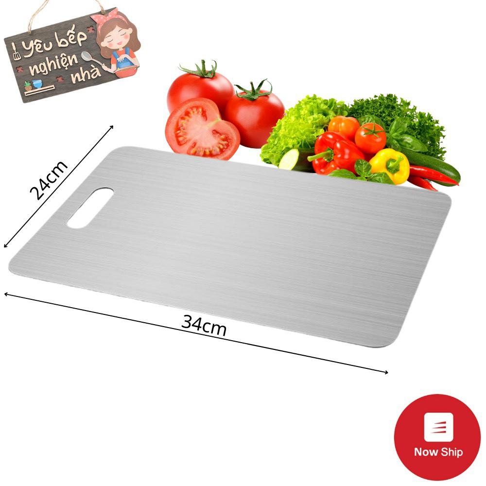 Thớt inox 304 kháng khuẩn cao cấp size 34 cm chống ẩm mốc tiện lợi vệ sinh dễ dàng không làm lụt dao khi chặt