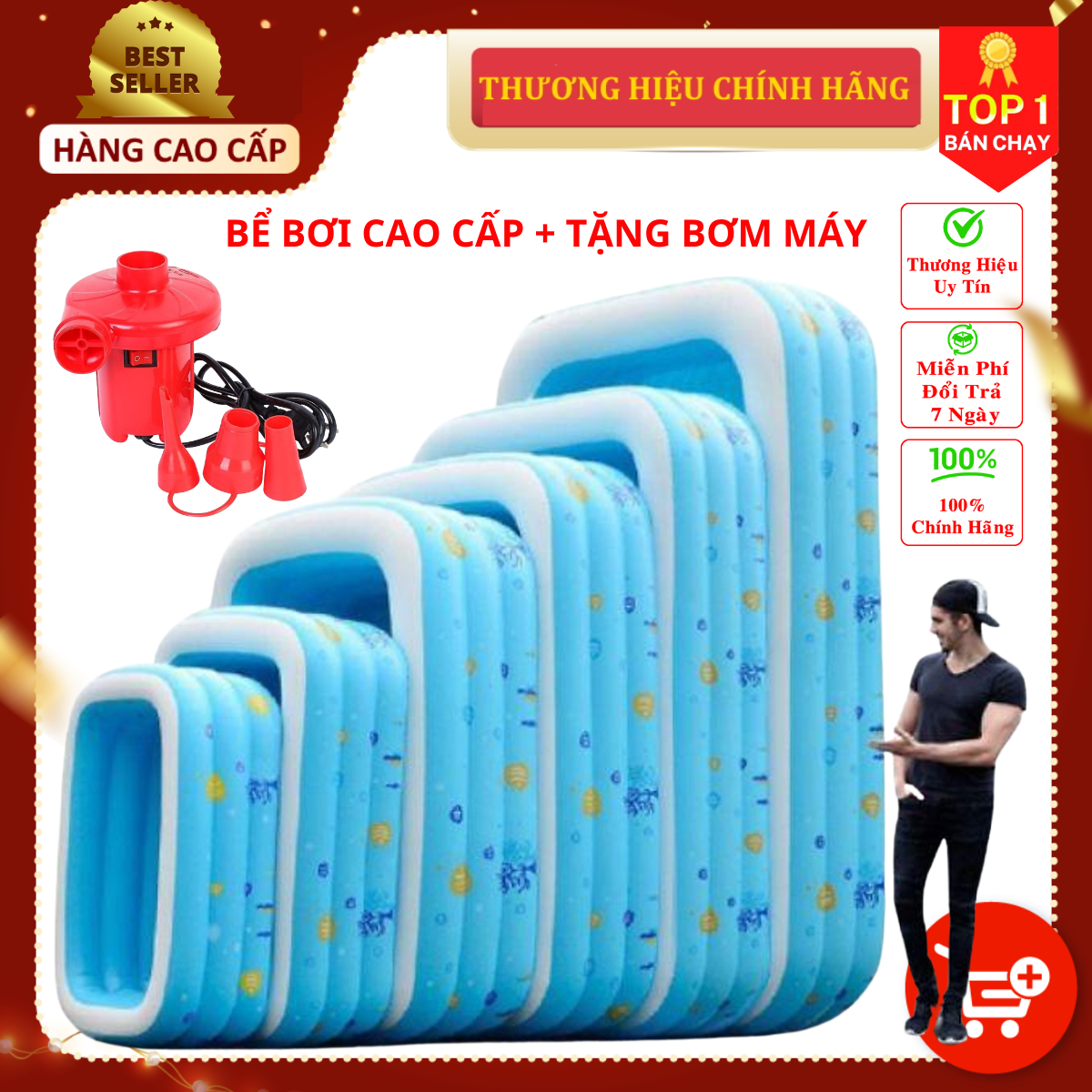 [LOẠI XỊN] (FREE SHIP)Bể Bơi Phao Bơi Trong Nhà Cho Trẻ Em, Hồ Bơi Tắm Cho Bé Dày Dặn - Chính hãng Amalife