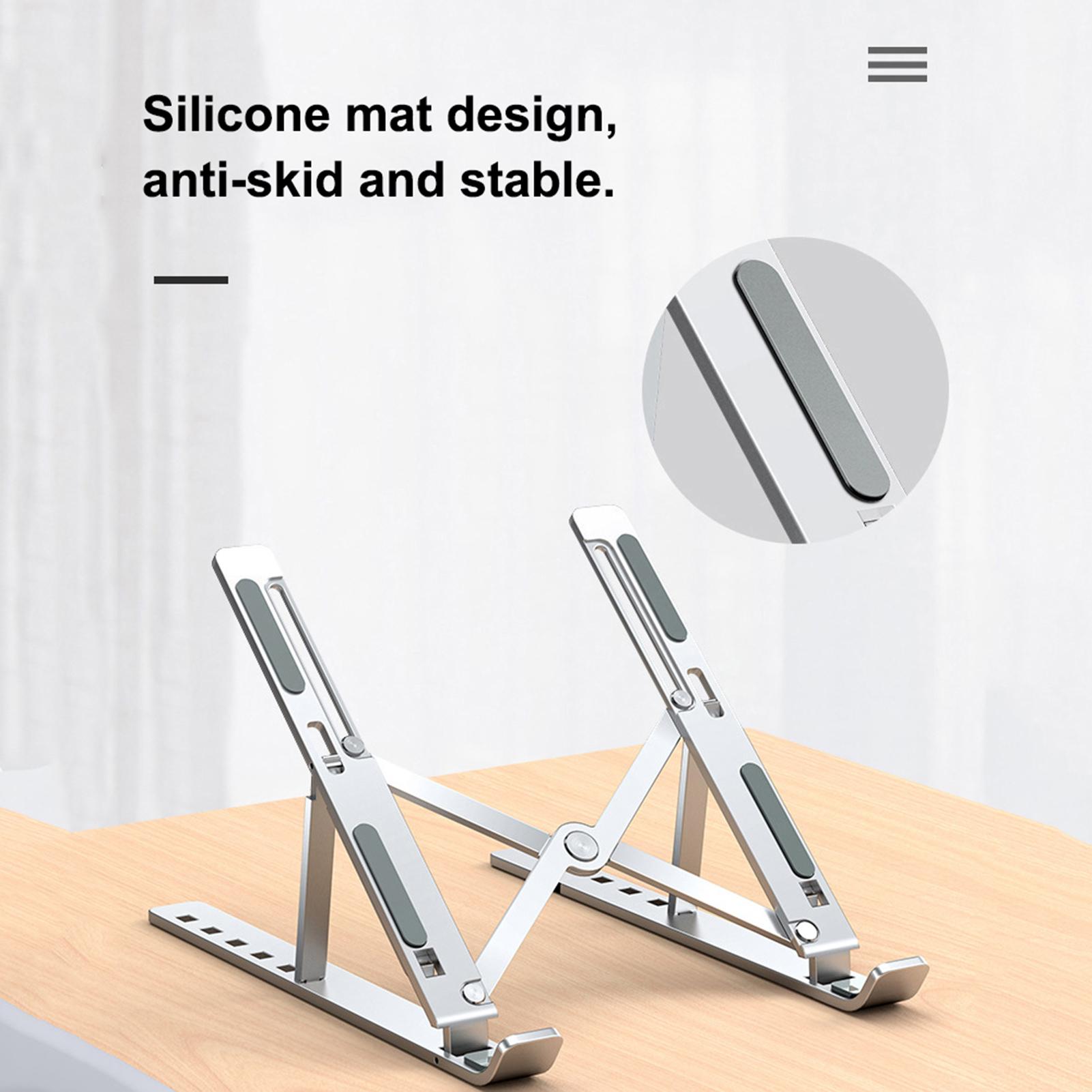 Foldable Laptop Stand Computer Holder Bracket 6-Level Adjustable Height Heat Dissipation Design Portable Bendable