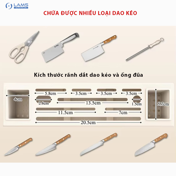 Giá để dao đũa thớt, kệ để dao thớt đũa kéo nhà bếp LAMS 2 màu đen, trắng