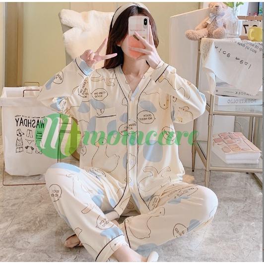 Pijama Bầu sau sinh cho con bú ti CỔ TIM VỊT MŨ - Bộ đồ bầu mặc nhà - Quần áo ngủ bà bầu đẹp thời trang giá rẻ Bigsize