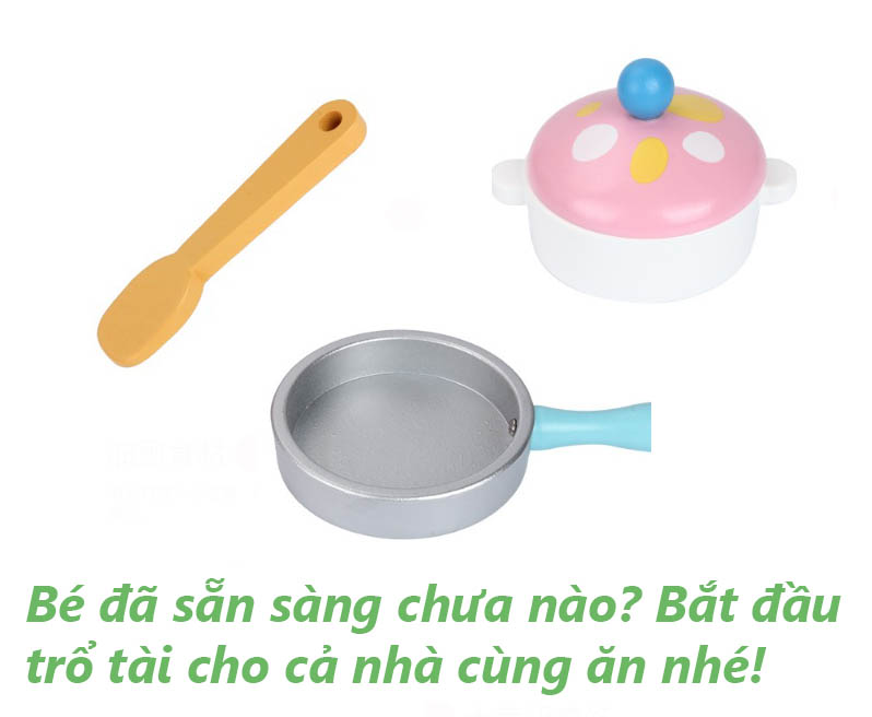 Bộ Bếp Gỗ Đồ Chơi Cho Bé - Màu Hồng