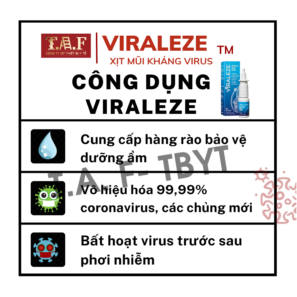 Combo 3 chai xịt mũi Viraleze 10ml kháng và giảm thiểu SARS-CoV-2 hiệu quả