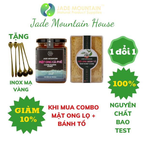 Combo 1 Hũ Mật Ong Cà Phê Jade Mountain Kết Tinh Tự Nhiên 380ml Và 1 Mật Ong Bánh Tổ Jade Mountain 500gr Nguyên Miếng Ngọt Nhẹ