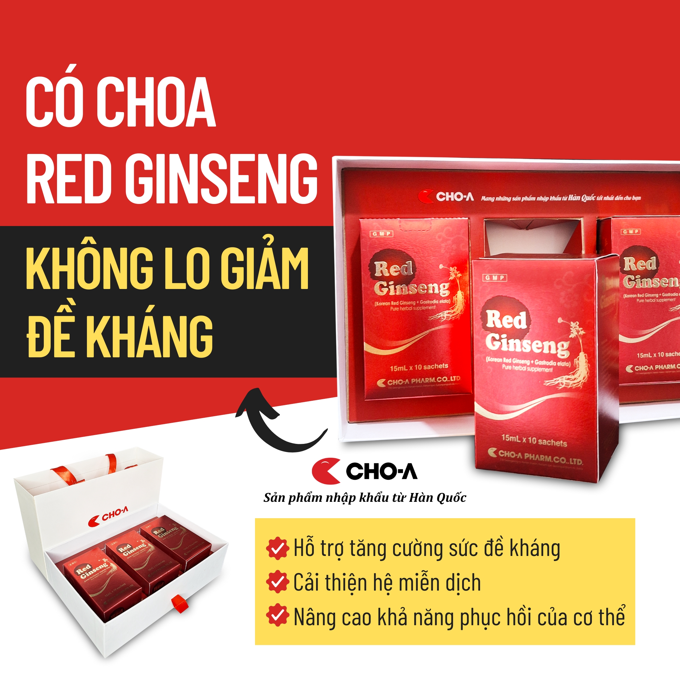 Hồng Sâm Hàn Quốc Red Ginseng Hỗ Trợ Chống Lão Hóa Da (1 Gói x 15ml)