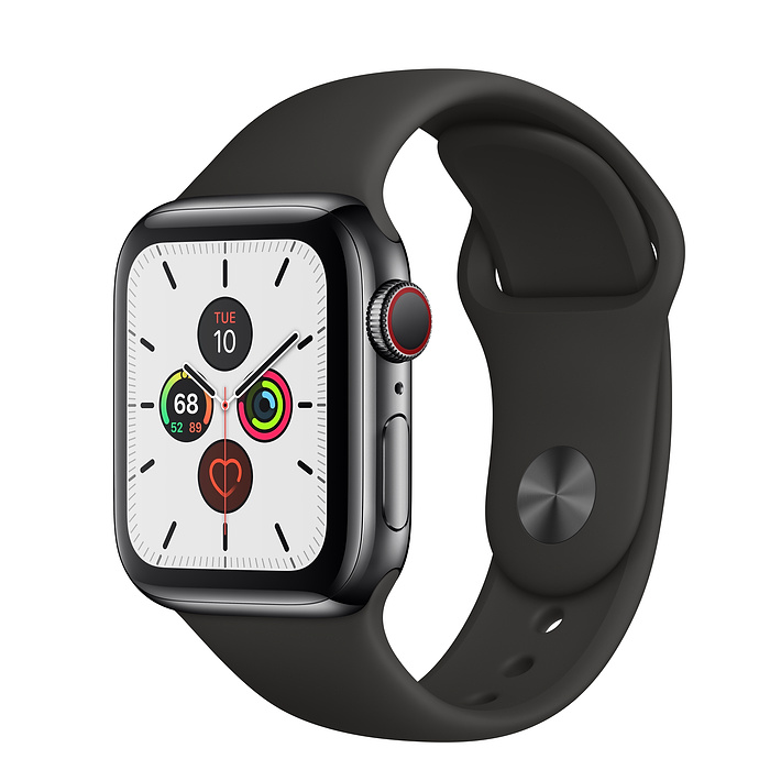 Đồng Hồ Thông Minh Apple Watch Series 5 LTE GPS + Cellular Stainless Steel Case With Sport Band (Viền Thép &amp; Dây Cao Su) - Hàng Chính Hãng VN/A