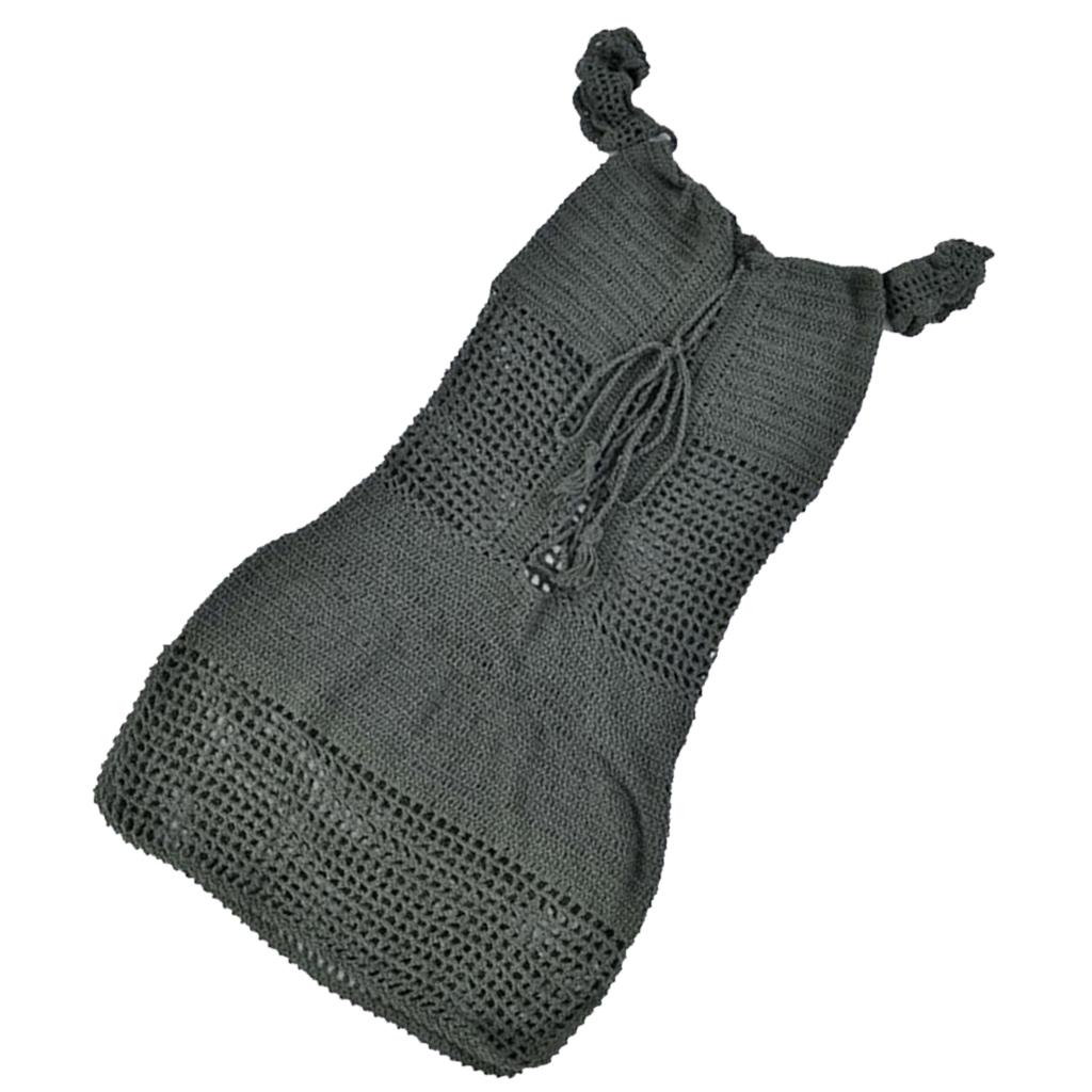 Women's Hollow Crochet Beach Dress Off-Shoulder Bikini Cover Up Dark Green