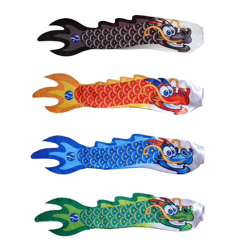 4pcs  Outdoor Garden Windsock Flag Spinner Dragon Carp Streamer Wind Sock