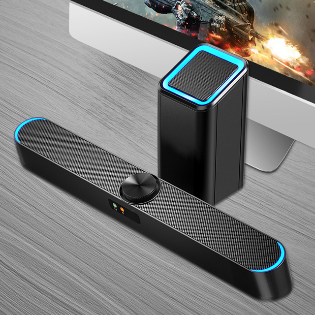 Loa Thanh Nghe Nhạc Siêu Trầm Kết Nối Bluetooth Gaming Soundbar D238 Ke m Cục BASS, Cổng Kết Nối USB, Jack 3.5 Dùng Cho Máy Vi Tính PC, Laptop, Tivi