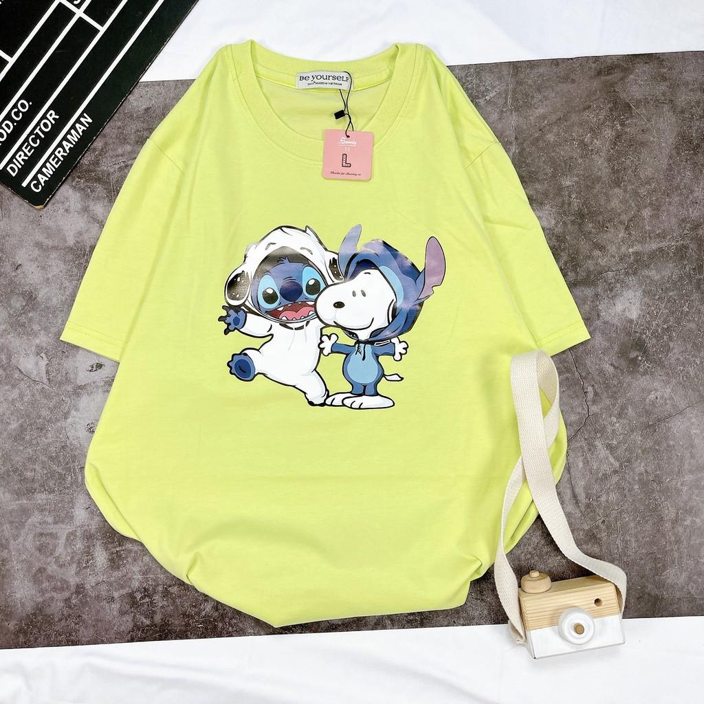 - Áo thun tay ngắn Be Yourself unisex size M L XL - Stitch và Snoopy