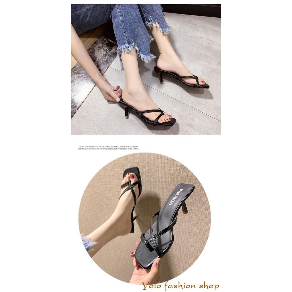 Sandal nữ thời trang gót nhọn 7cm quai mảnh xinh xắn hàng Quảng Châu cao cấp CC04