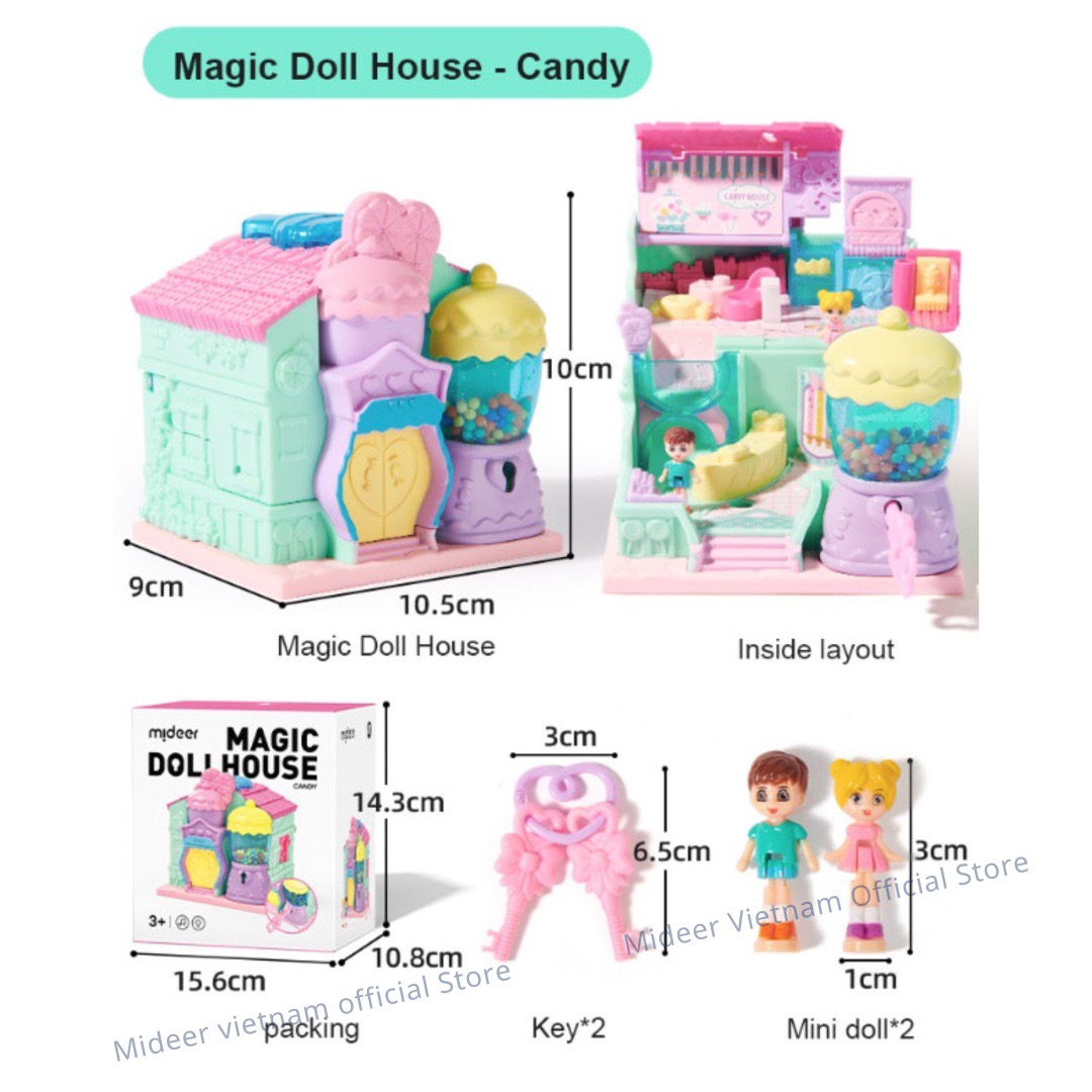 Ngôi nhà búp bê Mideer Magic Dollhouse,  mô hình mini có âm thanh cho bé 2,3,4,5,6 tuổi