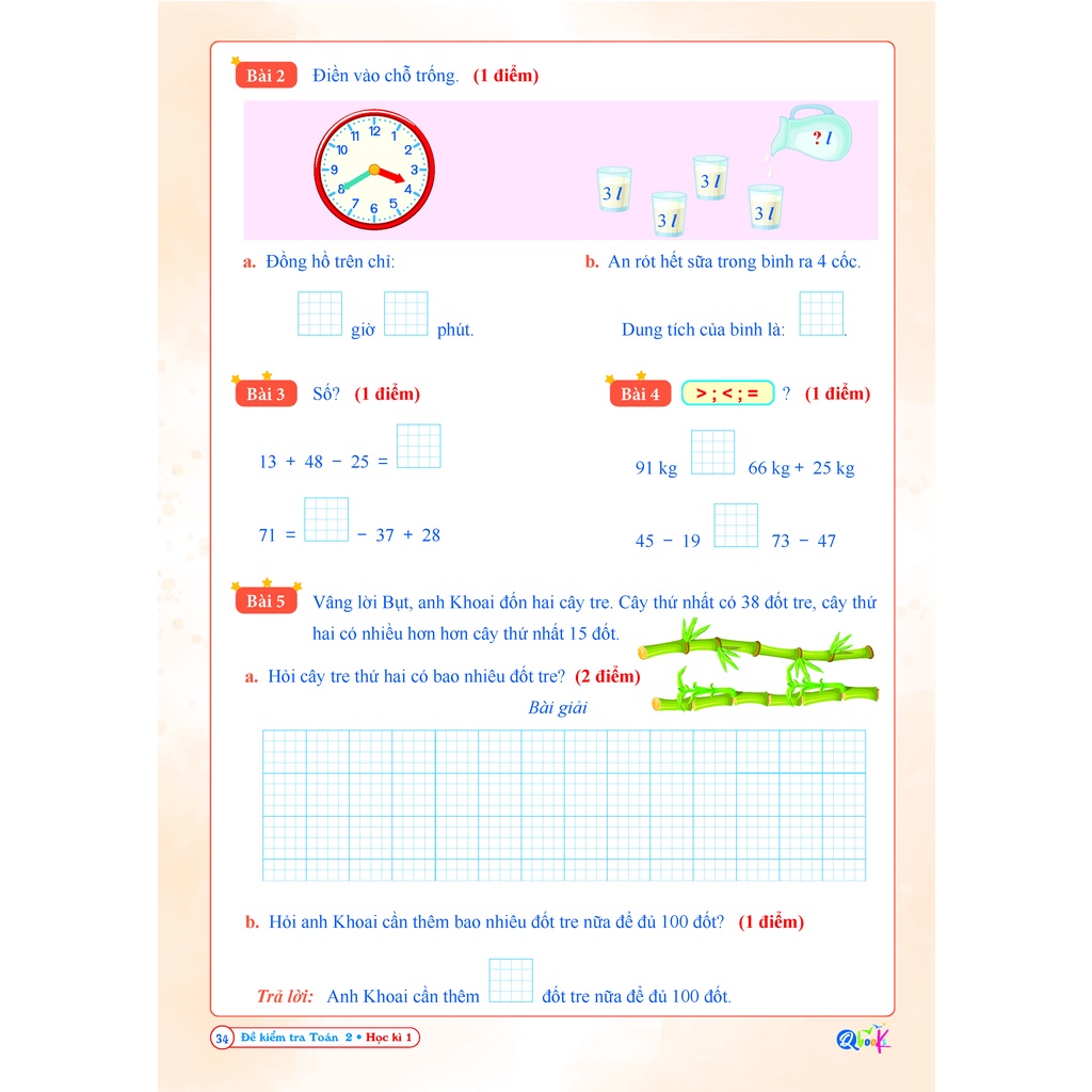 Sách - Combo 4 Cuốn Đề Kiểm Tra Toán - Tiếng Việt 2 - Cả năm - Kết Nối Tri Thức Với Cuộc Sống 