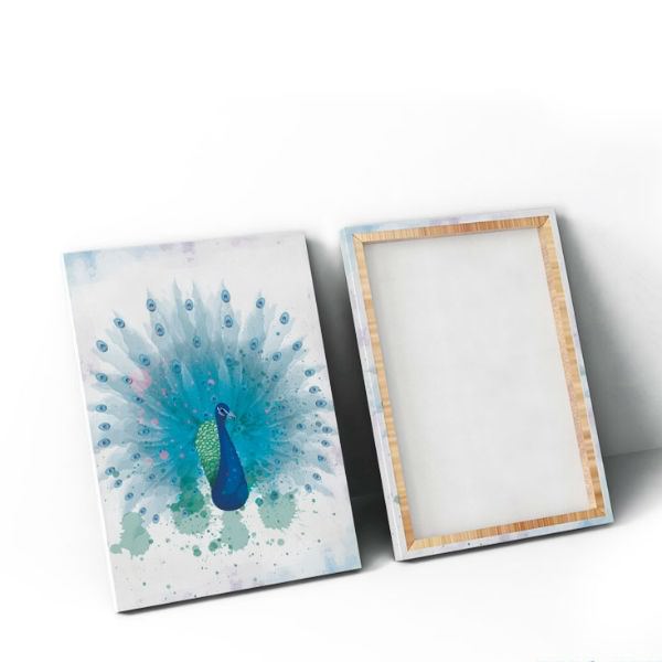 Bộ 3 Tranh Canvas Viền Composite Chim Công: "Khổng Tước" W063
