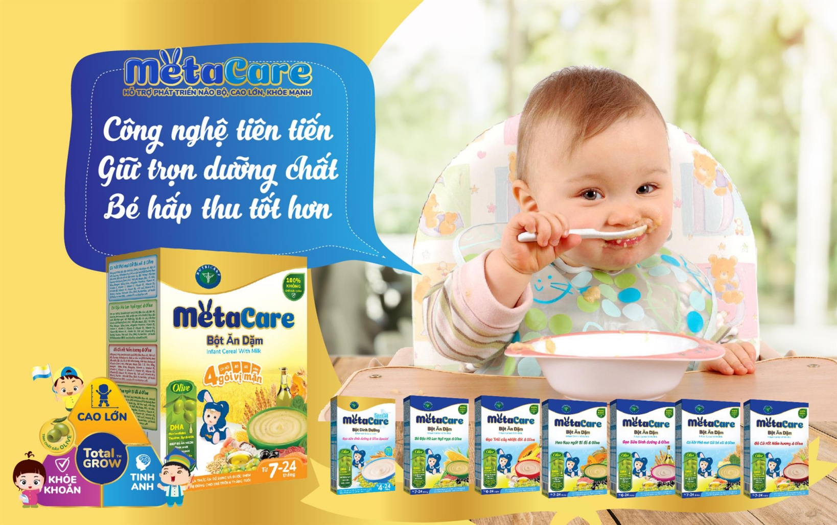 Bột ăn dặm Nutricare Metacare Cua mồng tơi bí đỏ olive (200g)