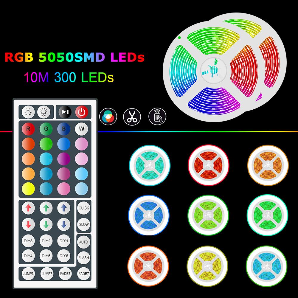 Dải đèn LED 32,8ft. Đèn LED RGB 300 với 44 phím IR Remote 20 màu chống nước