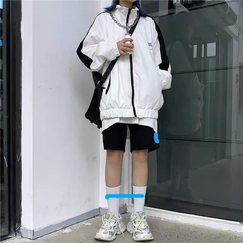 Áo Khoác Dù LOGO   Nam Nữ Unisex Form Rộng Bomber,65kg đổ lại